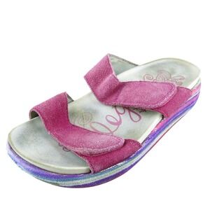 Alegria Heritage Sport Mix Women Slide Sandal Shoes Pink Leather Size 37 Medium